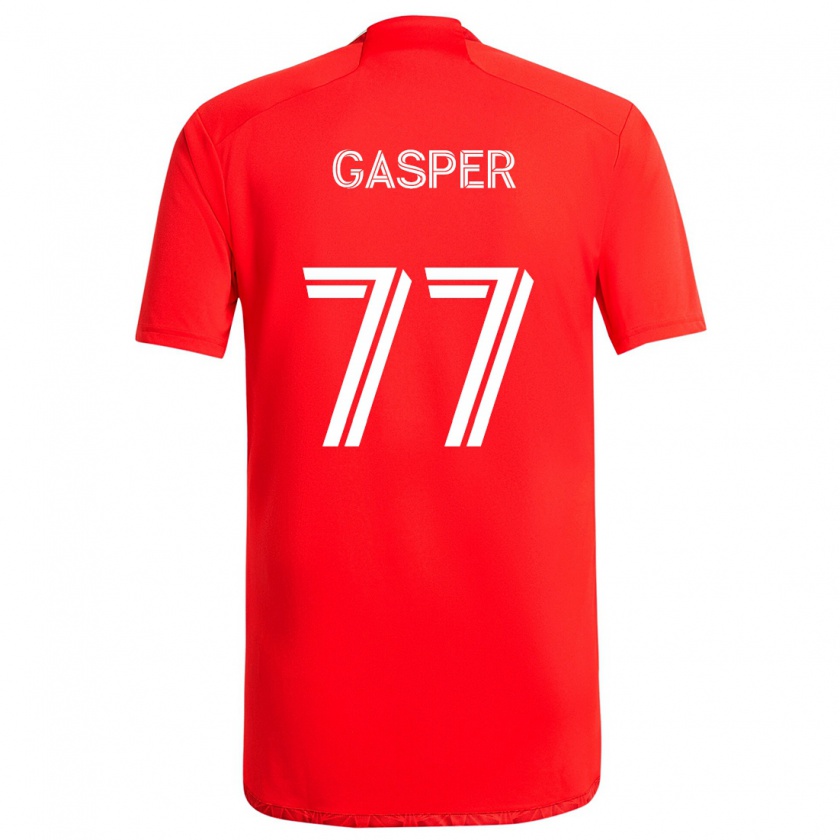 Kandiny Gyermek Chase Gasper #77 Piros Fehér Hazai Jersey 2024/25 Mez Póló Ing