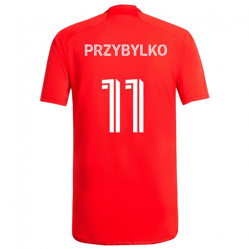 Kandiny Gyermek Kacper Przybylko #11 Piros Fehér Hazai Jersey 2024/25 Mez Póló Ing