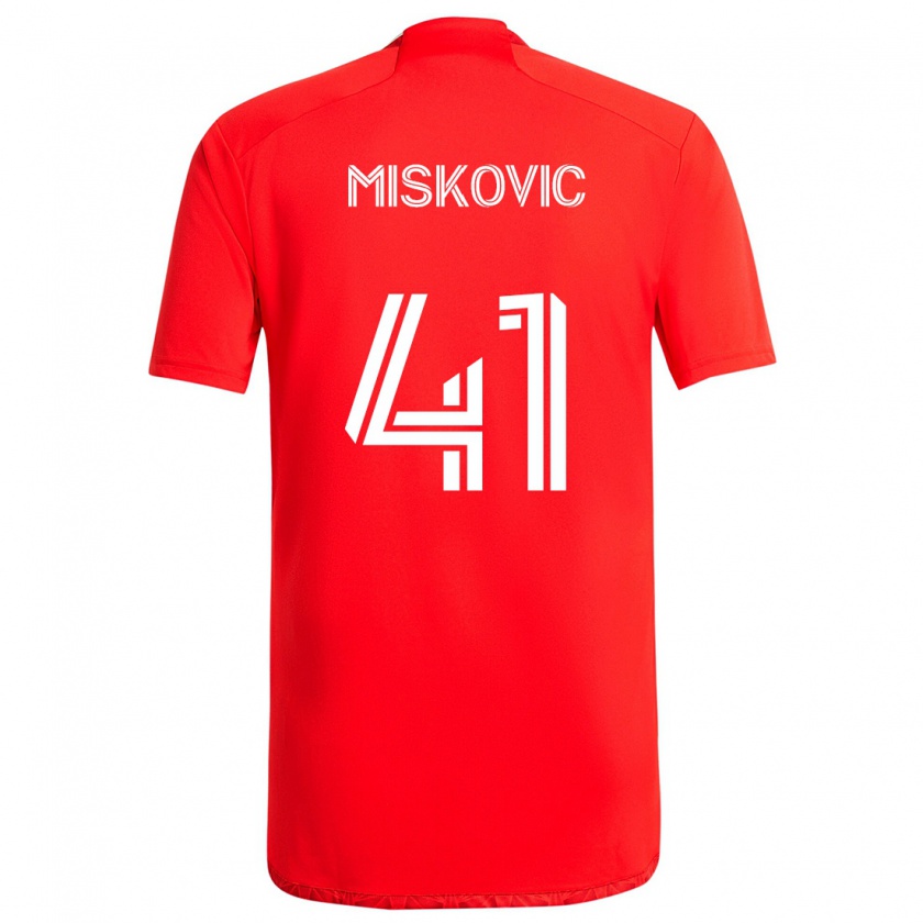 Kandiny Gyermek Mihajlo Miskovic #41 Piros Fehér Hazai Jersey 2024/25 Mez Póló Ing