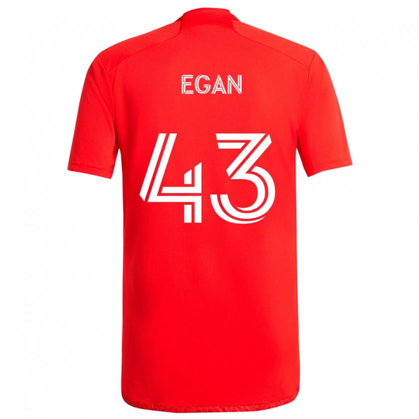 Kandiny Gyermek Noah Egan #43 Piros Fehér Hazai Jersey 2024/25 Mez Póló Ing