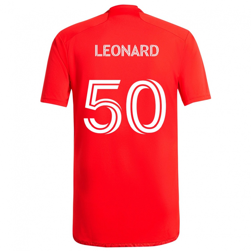 Kandiny Gyermek Eric Leonard #50 Piros Fehér Hazai Jersey 2024/25 Mez Póló Ing