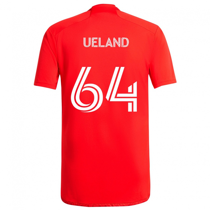 Kandiny Gyermek Andreas Ueland #64 Piros Fehér Hazai Jersey 2024/25 Mez Póló Ing