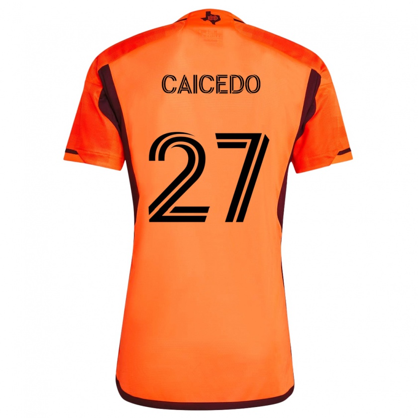 Kandiny Gyermek Luis Caicedo #27 Narancs Fekete Hazai Jersey 2024/25 Mez Póló Ing