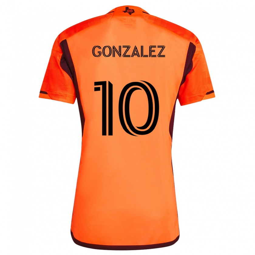 Kandiny Gyermek Yair González #10 Narancs Fekete Hazai Jersey 2024/25 Mez Póló Ing