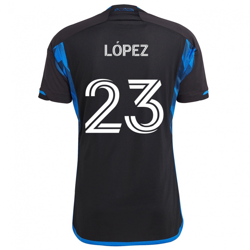 Kandiny Gyermek Hernán López #23 Kék Fekete Hazai Jersey 2024/25 Mez Póló Ing