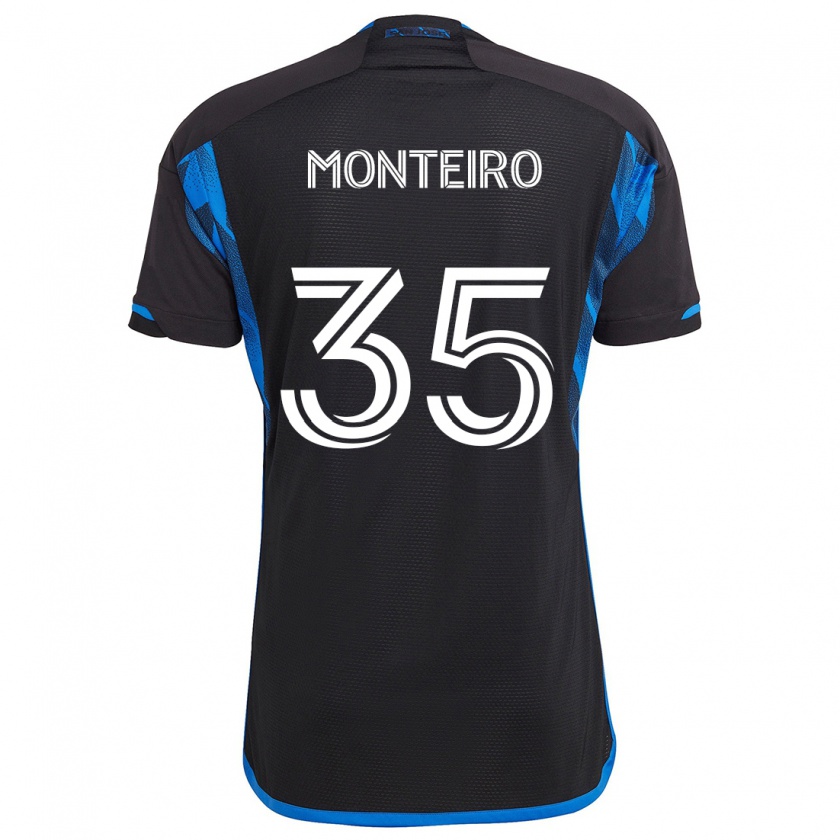 Kandiny Gyermek Jamiro Monteiro #35 Kék Fekete Hazai Jersey 2024/25 Mez Póló Ing