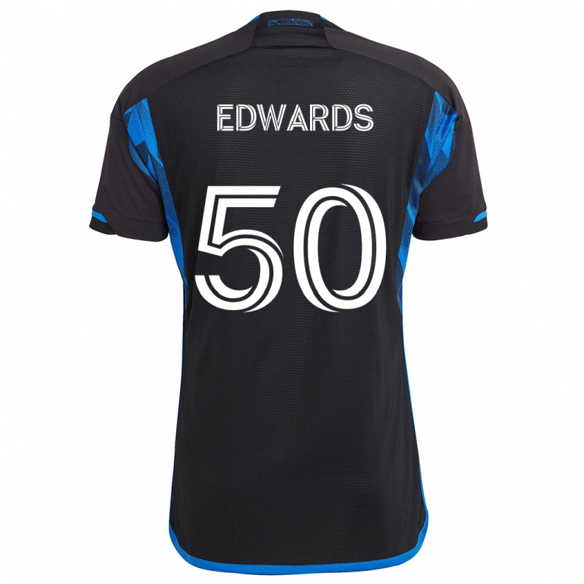 Kandiny Gyermek Aaron Edwards #50 Kék Fekete Hazai Jersey 2024/25 Mez Póló Ing