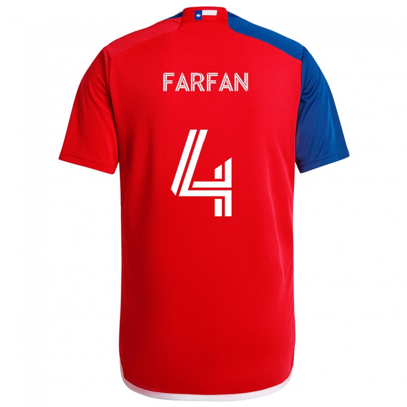 Kandiny Gyermek Marco Farfán #4 Kék Piros Hazai Jersey 2024/25 Mez Póló Ing