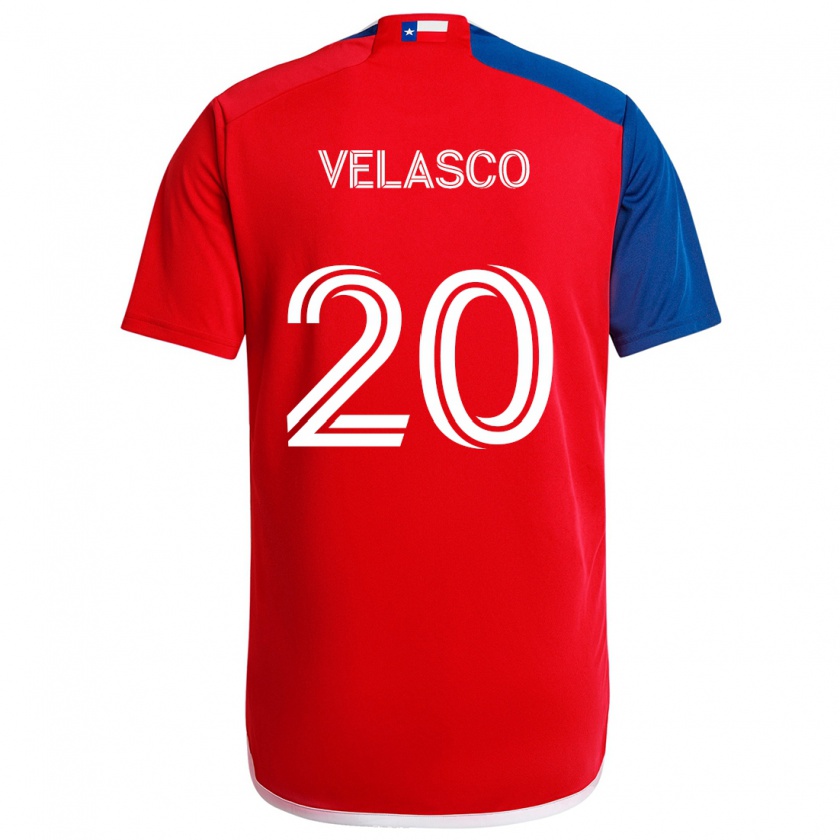 Kandiny Gyermek Alan Velasco #20 Kék Piros Hazai Jersey 2024/25 Mez Póló Ing