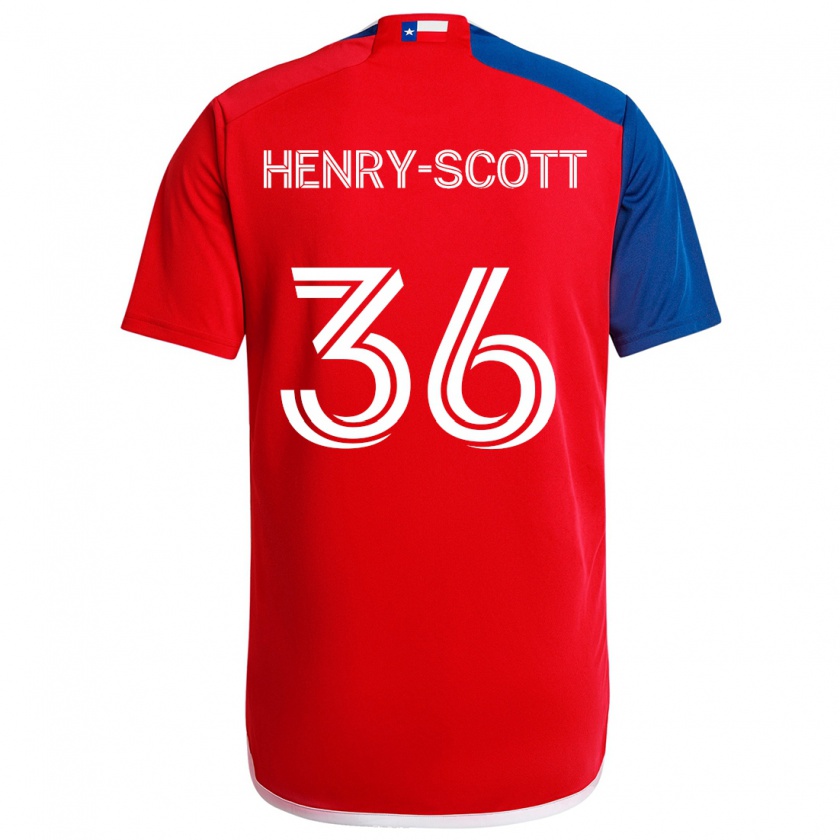 Kandiny Gyermek Malik Henry-Scott #36 Kék Piros Hazai Jersey 2024/25 Mez Póló Ing