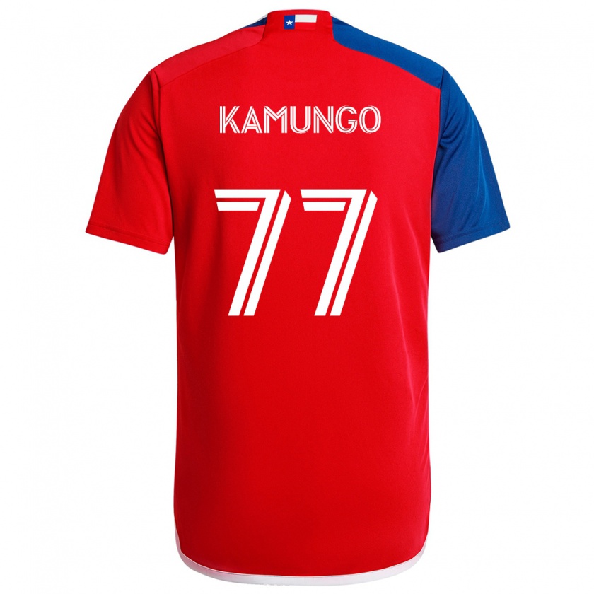 Kandiny Gyermek Bernard Kamungo #77 Kék Piros Hazai Jersey 2024/25 Mez Póló Ing