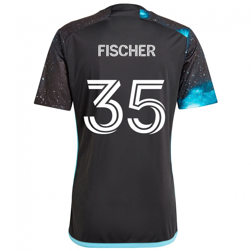 Kandiny Gyermek Britton Fischer #35 Fekete Kék Hazai Jersey 2024/25 Mez Póló Ing