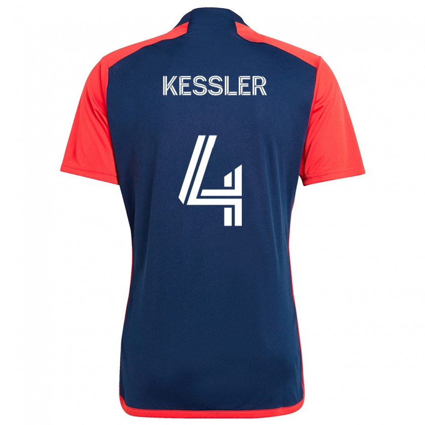 Kandiny Gyermek Henry Kessler #4 Kék Piros Hazai Jersey 2024/25 Mez Póló Ing