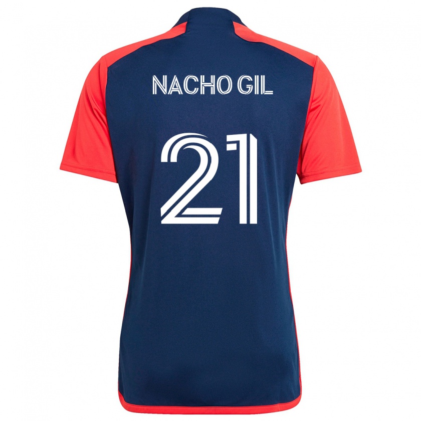 Kandiny Gyermek Nacho Gil #21 Kék Piros Hazai Jersey 2024/25 Mez Póló Ing