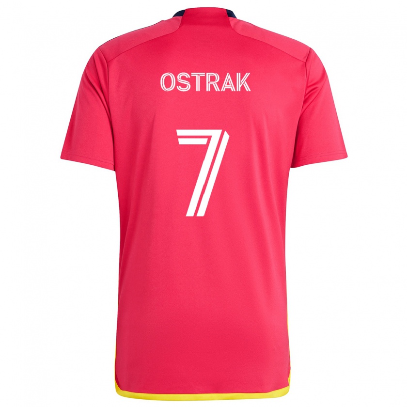 Kandiny Gyermek Tomás Ostrák #7 Piros Kék Hazai Jersey 2024/25 Mez Póló Ing