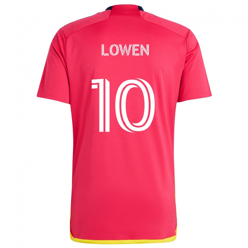 Kandiny Gyermek Eduard Löwen #10 Piros Kék Hazai Jersey 2024/25 Mez Póló Ing