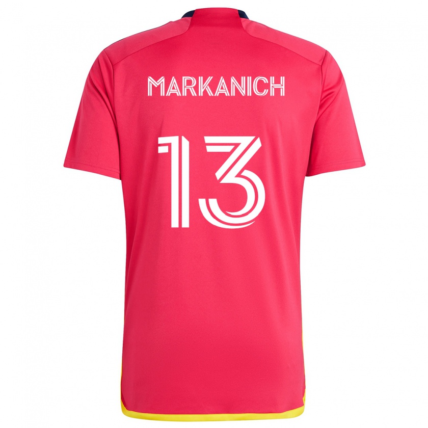 Kandiny Gyermek Anthony Markanich #13 Piros Kék Hazai Jersey 2024/25 Mez Póló Ing