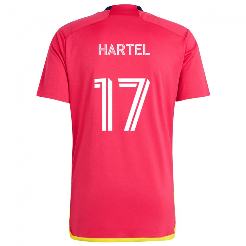 Kandiny Gyermek Marcel Hartel #17 Piros Kék Hazai Jersey 2024/25 Mez Póló Ing