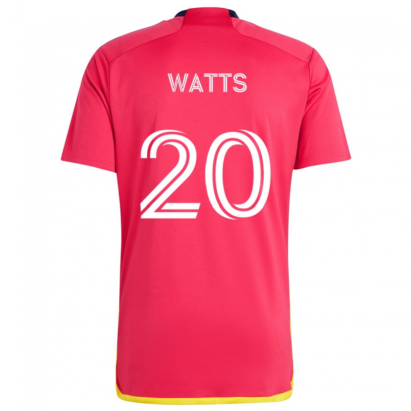 Kandiny Gyermek Akil Watts #20 Piros Kék Hazai Jersey 2024/25 Mez Póló Ing