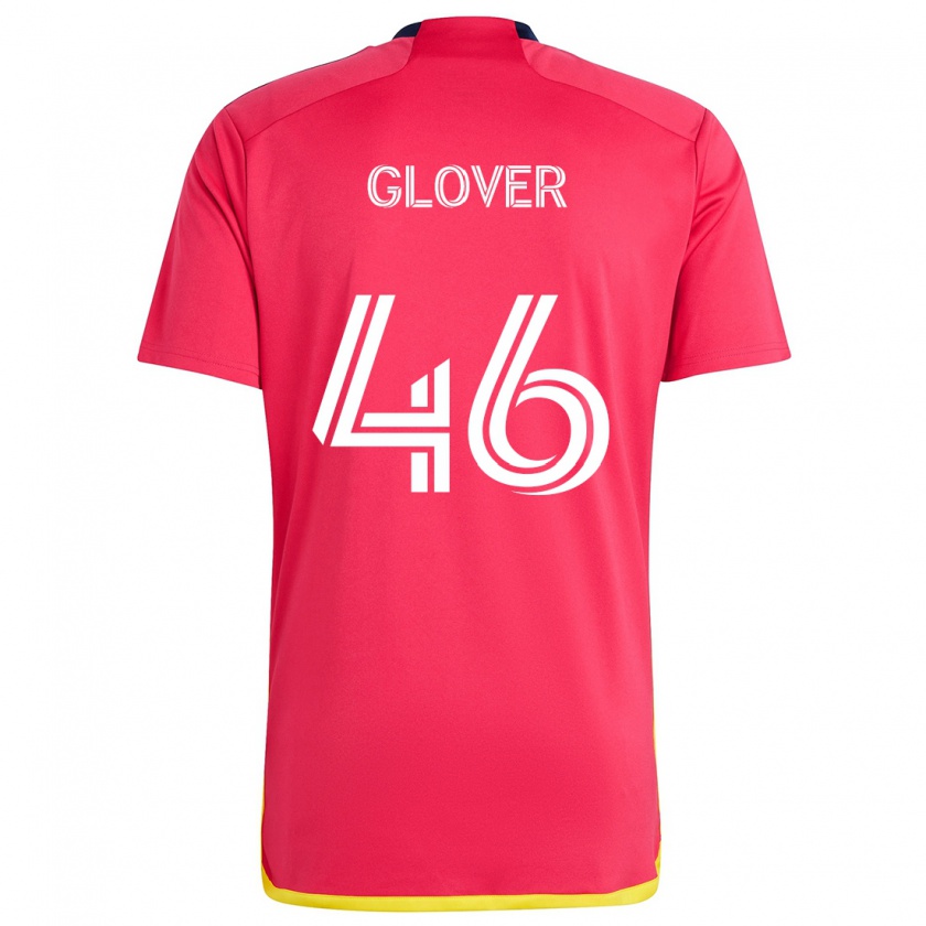 Kandiny Gyermek Caden Glover #46 Piros Kék Hazai Jersey 2024/25 Mez Póló Ing