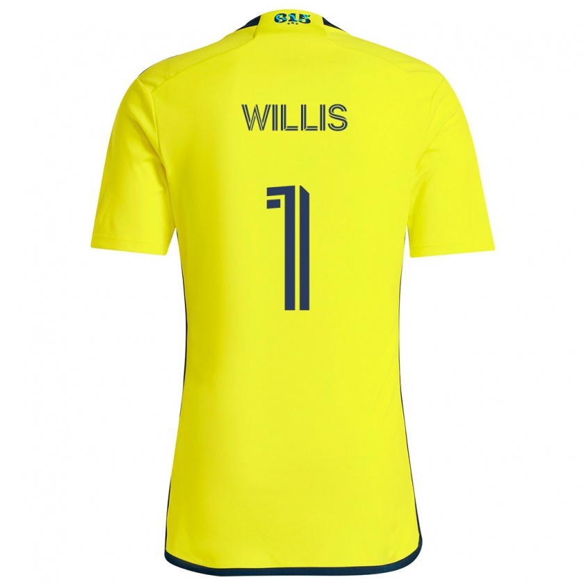 Kandiny Gyermek Joe Willis #1 Sárga Kék Hazai Jersey 2024/25 Mez Póló Ing