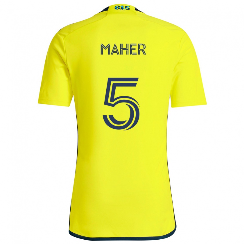 Kandiny Gyermek Jack Maher #5 Sárga Kék Hazai Jersey 2024/25 Mez Póló Ing