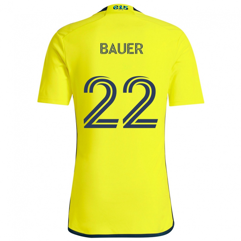 Kandiny Gyermek Josh Bauer #22 Sárga Kék Hazai Jersey 2024/25 Mez Póló Ing