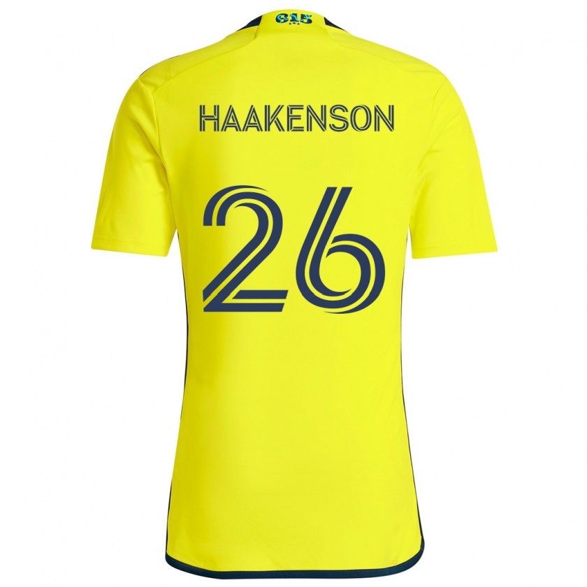 Kandiny Gyermek Luke Haakenson #26 Sárga Kék Hazai Jersey 2024/25 Mez Póló Ing