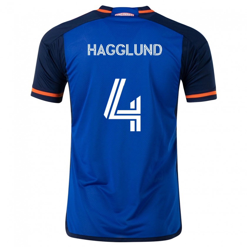 Kandiny Gyermek Nick Hagglund #4 Kék Fehér Hazai Jersey 2024/25 Mez Póló Ing