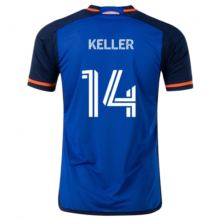 Kandiny Gyermek Kipp Keller #14 Kék Fehér Hazai Jersey 2024/25 Mez Póló Ing