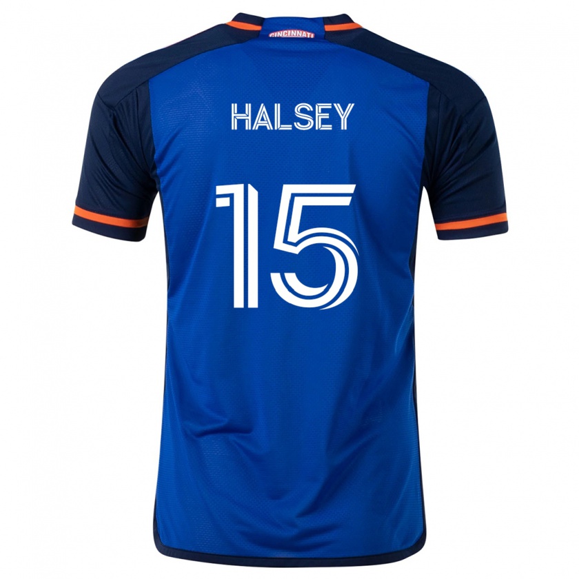 Kandiny Gyermek Bret Halsey #15 Kék Fehér Hazai Jersey 2024/25 Mez Póló Ing