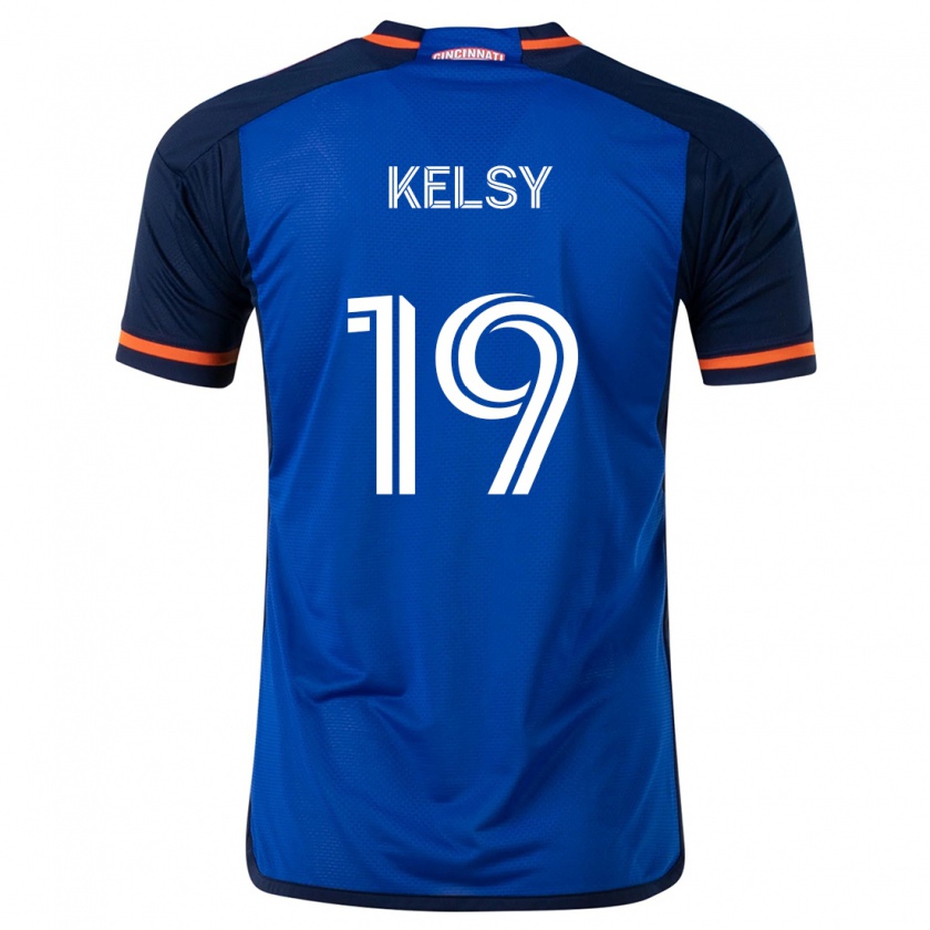 Kandiny Gyermek Kevin Kelsy #19 Kék Fehér Hazai Jersey 2024/25 Mez Póló Ing