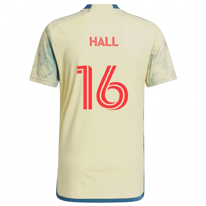 Kandiny Gyermek Julian Hall #16 Sárga Piros Kék Hazai Jersey 2024/25 Mez Póló Ing