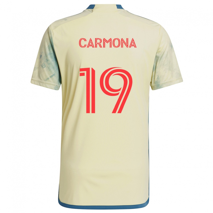 Kandiny Gyermek Wikelman Carmona #19 Sárga Piros Kék Hazai Jersey 2024/25 Mez Póló Ing