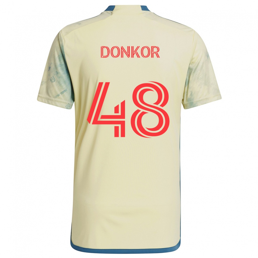 Kandiny Gyermek Ronald Donkor #48 Sárga Piros Kék Hazai Jersey 2024/25 Mez Póló Ing