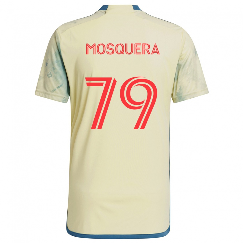 Kandiny Gyermek Rafael Mosquera #79 Sárga Piros Kék Hazai Jersey 2024/25 Mez Póló Ing