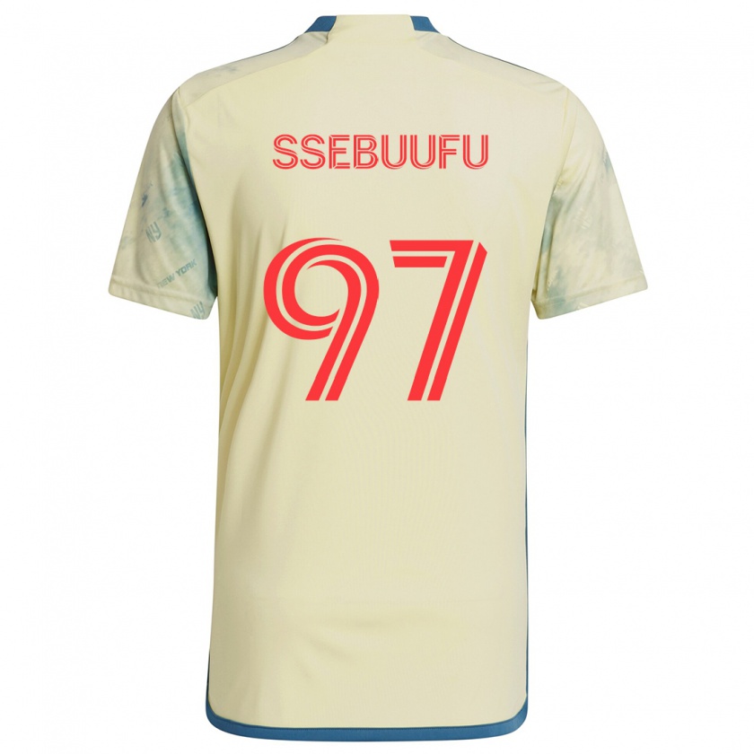 Kandiny Gyermek Frank Ssebuufu #97 Sárga Piros Kék Hazai Jersey 2024/25 Mez Póló Ing