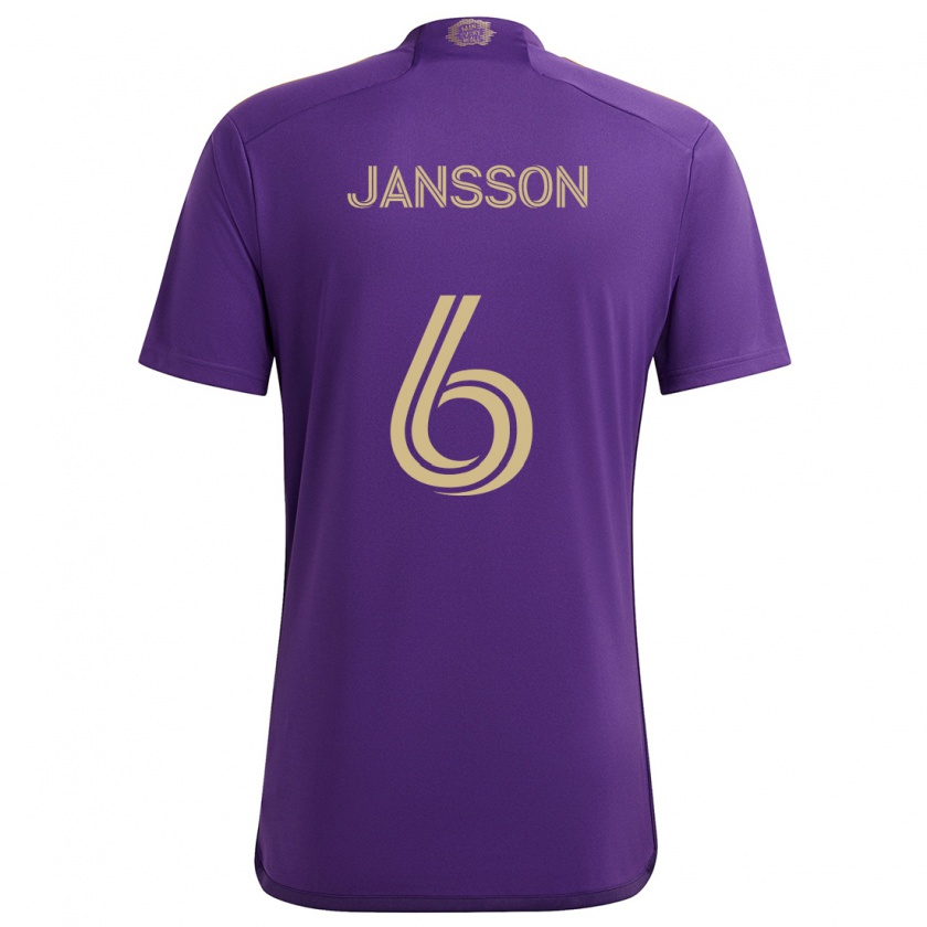 Kandiny Gyermek Robin Jansson #6 Lila Sárga Hazai Jersey 2024/25 Mez Póló Ing