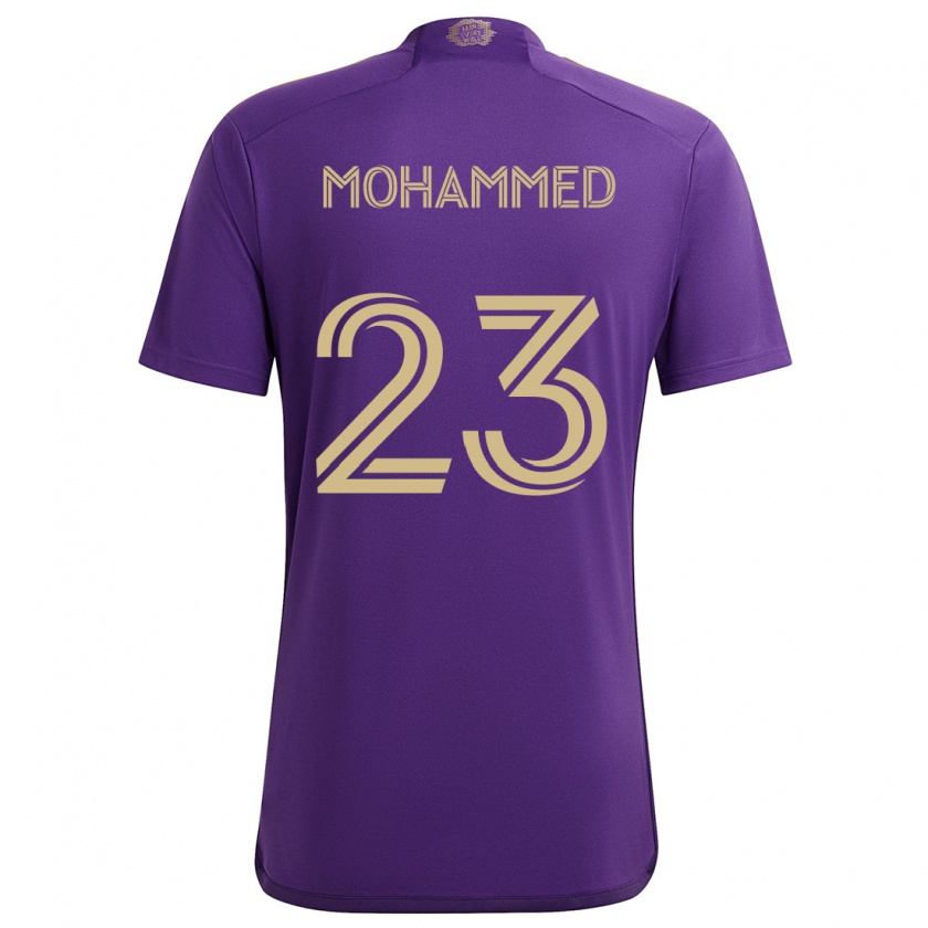 Kandiny Gyermek Shak Mohammed #23 Lila Sárga Hazai Jersey 2024/25 Mez Póló Ing