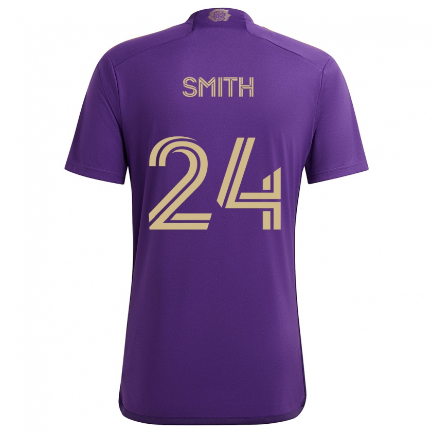 Kandiny Gyermek Kyle Smith #24 Lila Sárga Hazai Jersey 2024/25 Mez Póló Ing