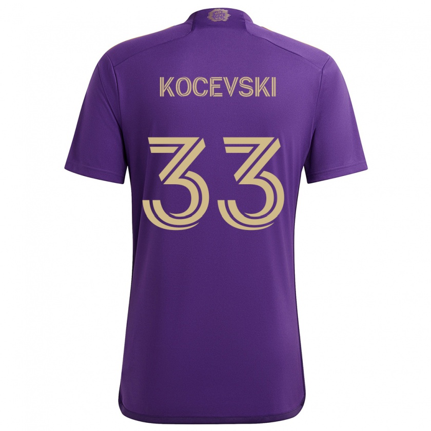 Kandiny Gyermek Jeorgio Kocevski #33 Lila Sárga Hazai Jersey 2024/25 Mez Póló Ing