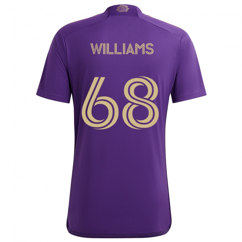 Kandiny Gyermek Thomas Williams #68 Lila Sárga Hazai Jersey 2024/25 Mez Póló Ing