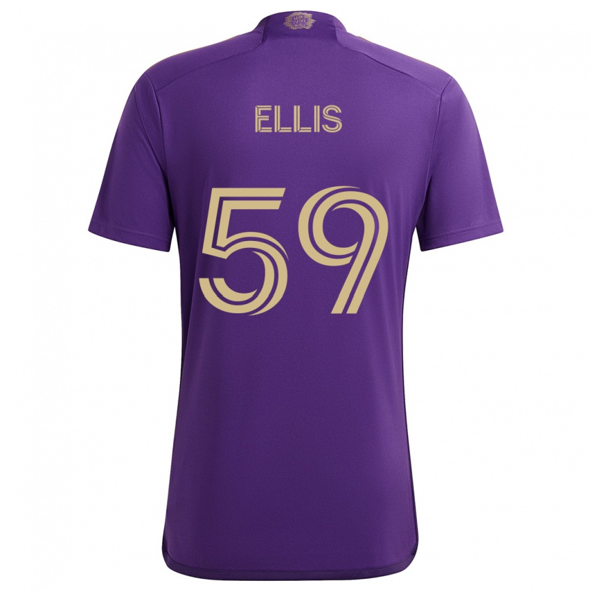 Kandiny Gyermek Justin Ellis #59 Lila Sárga Hazai Jersey 2024/25 Mez Póló Ing