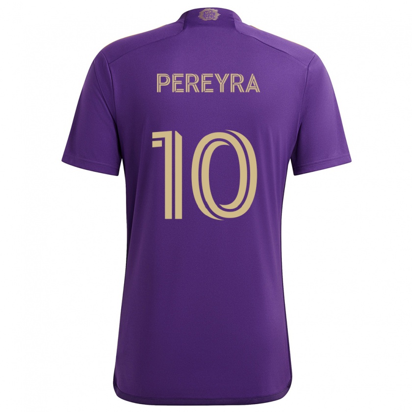 Kandiny Gyermek Mauricio Pereyra #10 Lila Sárga Hazai Jersey 2024/25 Mez Póló Ing