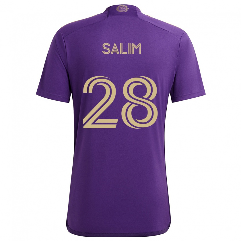 Kandiny Gyermek Abdi Salim #28 Lila Sárga Hazai Jersey 2024/25 Mez Póló Ing