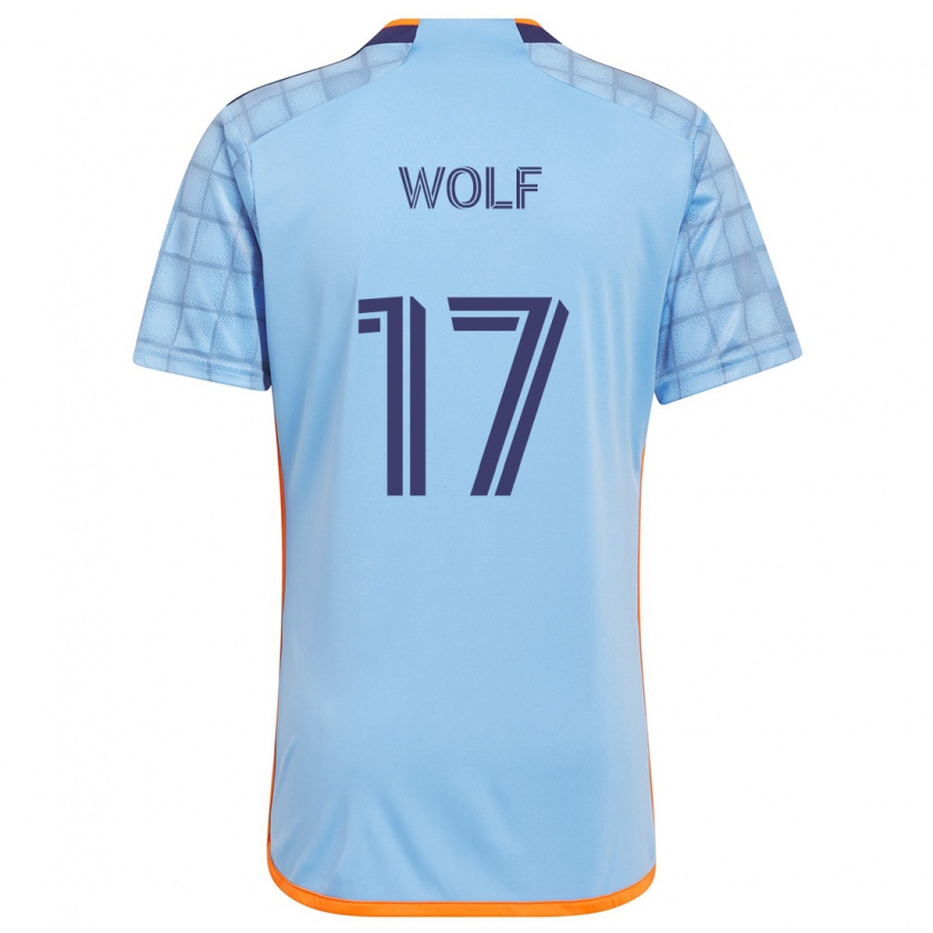 Kandiny Gyermek Hannes Wolf #17 Kék Narancs Hazai Jersey 2024/25 Mez Póló Ing