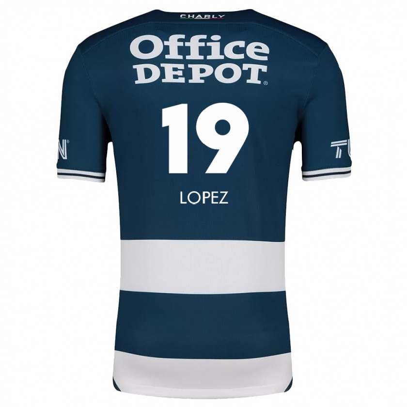 Kandiny Gyermek Javier Eduardo López #19 Kék Fehér Hazai Jersey 2024/25 Mez Póló Ing