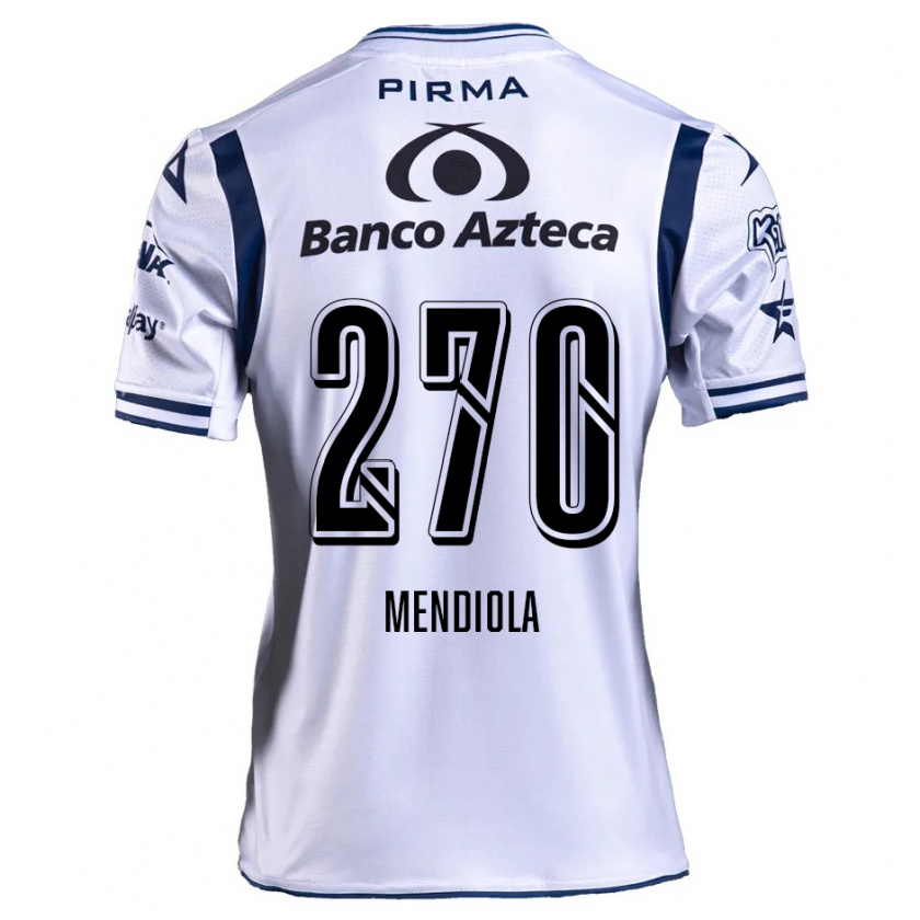 Kandiny Gyermek Carlos Mendiola #270 Fehér Sötétkék Hazai Jersey 2024/25 Mez Póló Ing