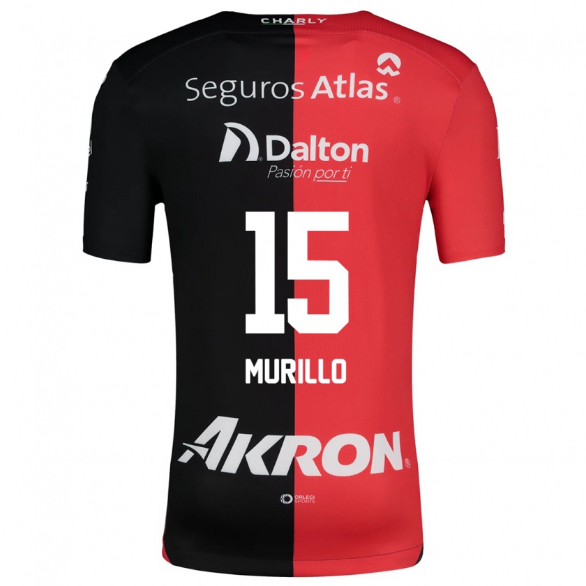 Kandiny Gyermek Jhon Murillo #15 Piros Fekete Hazai Jersey 2024/25 Mez Póló Ing