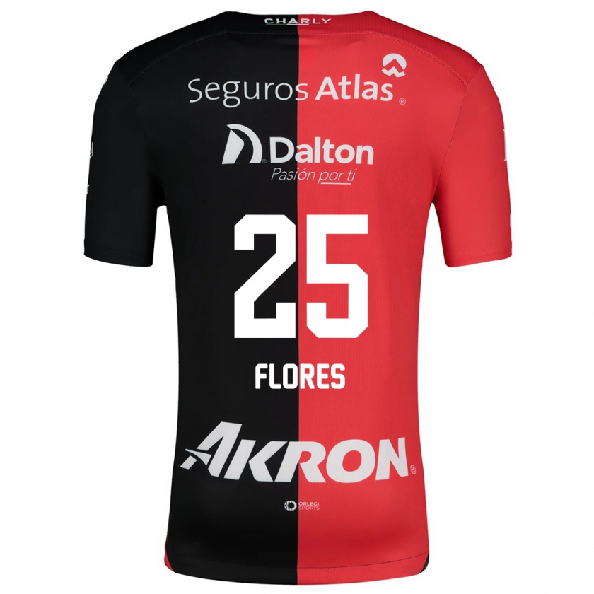 Kandiny Gyermek Leonardo Flores #25 Piros Fekete Hazai Jersey 2024/25 Mez Póló Ing